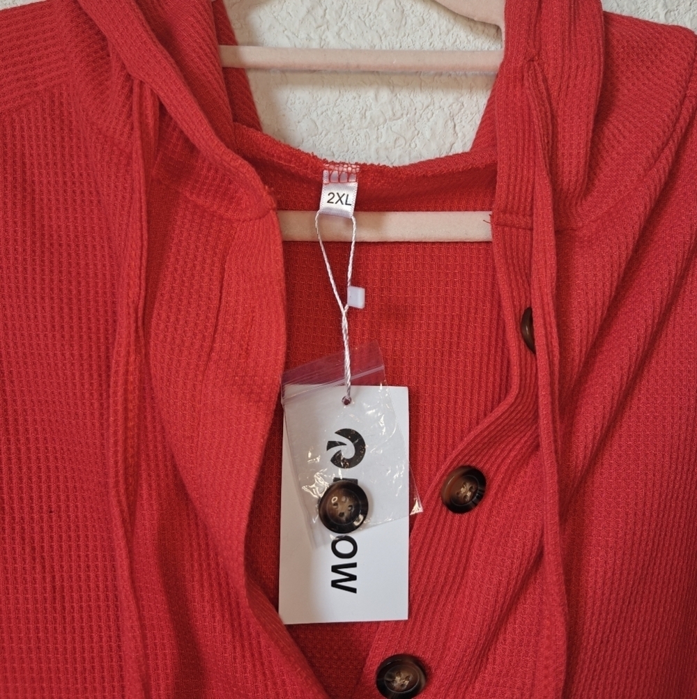 NWT unisex Waffle Knit Hooded Sweater - Picture 2 of 5